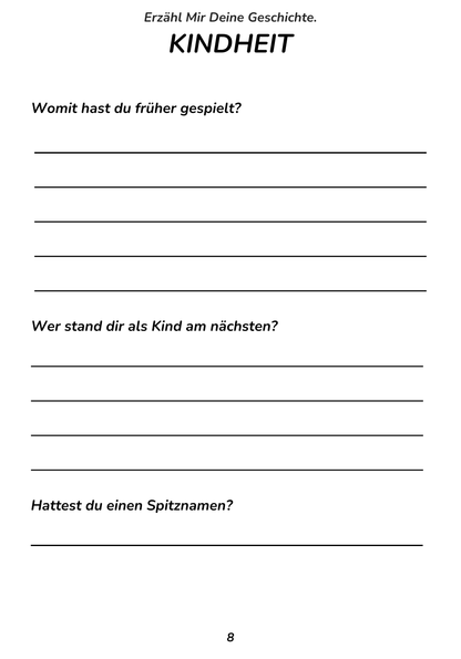 Erzähl mir Deine Geschichte - Eines Tages werde ich alles wissen wollen, vielleicht ist es dann zu spät.